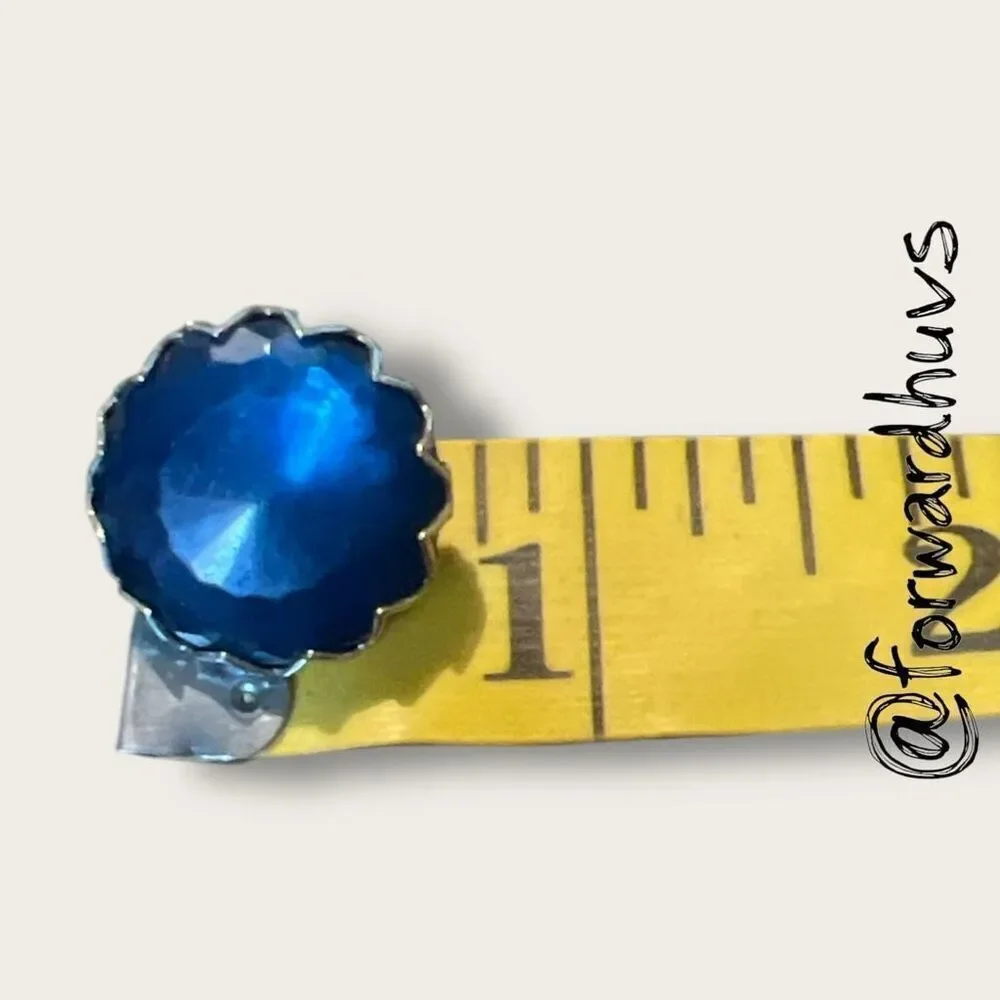 Bundle Sale 3 for $15 | Vintage Faceted Round Blue Glass Clip-On Earrings